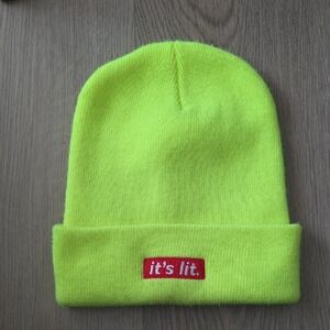 Neon Yellow Kids Beanie - It's Lit
